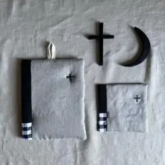 ポットマット　コースター　鍋敷き　鍋つかみ　ハンドメイド　モノトーン　リネン