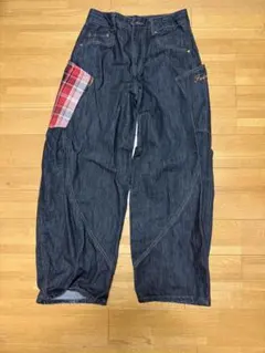 Aelfie Eden デニムパンツ ワイド チェック柄 サイズ30 タグ付き 