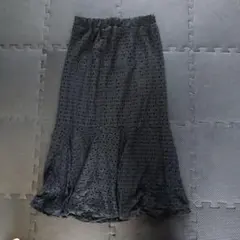 시마무라 블랙 레이스 롱 스커트 L