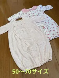 ベビー服50〜70 cm⭐︎赤ちゃんの城とノーブランド2点セット　女の子ピンク