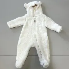 H&M クマ耳　ボア　ロンパース　ホワイト　カバーオール　2-4M