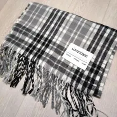 【美品】Lovetoxic チェックマフラー グレー×ピンク×ブラック