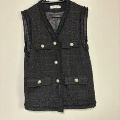 最終SALE！フォーマル　ベスト　ジレ　ラメ入り