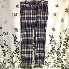 メ(^ ^)y【PAR ICI 】タータンチェック柄 イージーパンツ 綿100%