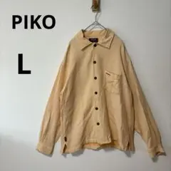 PIKOピコ メンズ L コットン シャツ ジャケット 長袖 ライトオレンジ