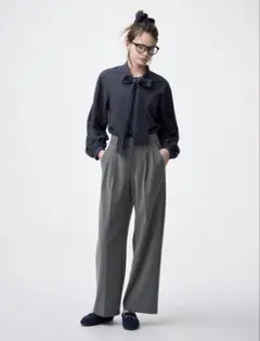 【極美品】GU タックワイドパンツ XXL オンライン限定 股下71 グレー