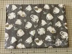 ダブルガーゼ生地 108cm×60cm うちん子 猫 ティーカップ