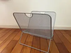 ヴィンテージ／アイアンマガジンラック　ステンレスメッシュ　折り畳んで収納可