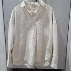 UNIQLO スキッパーシャツ　コーデュロイ 長袖シャツ オフホワイトMサイズ