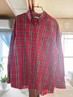 LACOSTE レッドチェック長袖シャツ