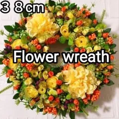 超特大約３８cm　ビタミンカラーのハンドメイドリースNo.805D　母の日にも♫