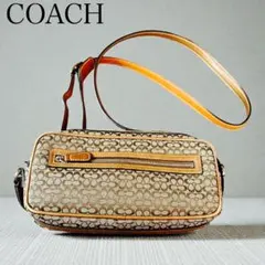 美品✨COACH シグネチャー ミニショルダーバッグ ライトブラウン系