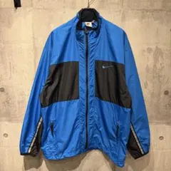 90s NIKE ナイキ ナイロンジャケット ブルー ブラック 切替 刺繍ロゴ