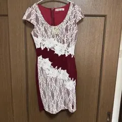 ワインレッド レース タイトドレス