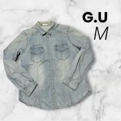 GU デニムシャツ レディース ライトブルー M
