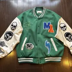 BLACKAIRブラックエアースタジャン MAスカルデザイングリーン/ホワイトL