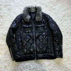 00s archive y2k 光沢 短丈 ファー付きダウン グランジ 平成