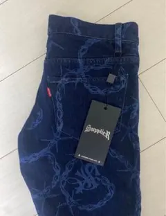 Suppliers ダークブルー チェーンパターン デニム