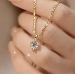 一粒ジルコニアネックレス ゴールドチェーン レディースアクセサリー