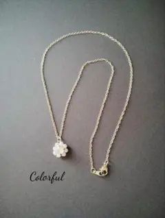 132 花モチーフ ネックレス パール