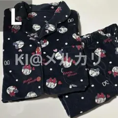 しまむら ミッキー ミニー パジャマ 長袖長ズボン上下 L 総柄 前開き