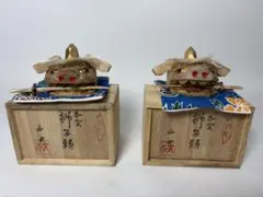 木彫 加賀獅子頭 2点セット 木製 郷土玩具 縁起物 金沢 正実作
