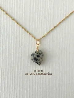 14kgfネックレスチャーム / ダルメシアンジャスパ ハートカット