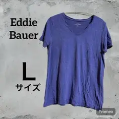 Eddie Bauer パープル Vネック Tシャツ L