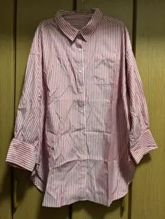 ストライプ柄 長袖オーバーシャツ