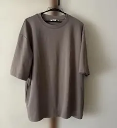 【UNIQLO】エアリズムコットンオーバーサイズボーダーＴシャツ＊ライトグレイ