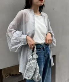 チャオパニックティピー　シアーバンドカラーシャツ　グレー