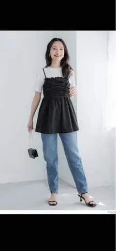 coca チュニック キャミソール バックリボン black Ｌのサムネイル