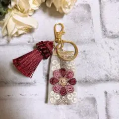 インド刺繍リボン　キーホルダー　タッセル　キーリング　チャーム　NO2896