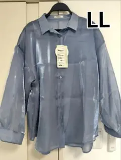 Rafraf シアーシャツ シースルーブラウス LLサイズ ブルー系