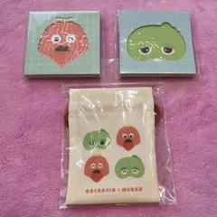 【新品】ガチャピン＆ムック 豆巾着 メモパッドセット
