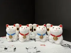 伊勢神宮　おかげ横丁　招き猫みくじ　陶器 4体セット