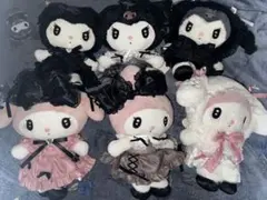 真夜中のメロクロ マイメロディ・クロミ ぬいぐるみ マスコットタグ
