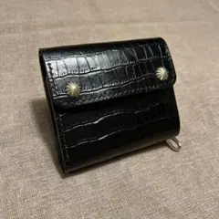 牛革クロコ型押し&ヘビタン ミドル財布 三つ折り トラッカーウォレット