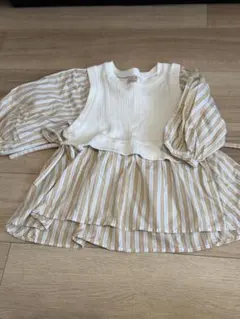 petit main ストライプベストシャツ