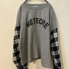 チェック袖トレーナー