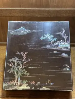 中国美術 螺鈿 琉球螺鈿 硯箱 銀製 水滴 中国山水図 文箱 【伝】南部家所蔵 中国美術 螺鈿 琉球螺鈿 硯箱 銀製 水滴 中国山水図 文箱 【伝】南部家
