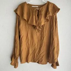 KBF ケービーエフ ブラウス フリル付き 長袖 マスタードイエロー F