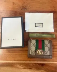 GUCCI 長財布 オフィディア gg ラウンドジップ ブラウン チャーム 箱付