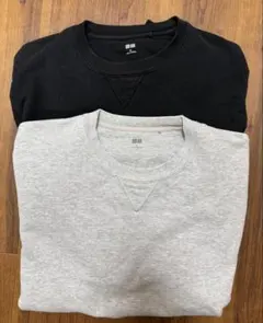 し*ん様 【2点セット売り】 UNIQLOクルーネック トレーナーGRAYとBL