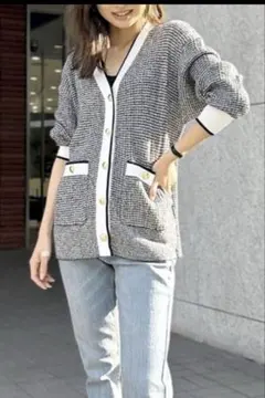 ルーニィLOUNIE 長袖 ツイードカーディガンラメ