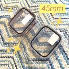 アップルウォッチ カバー 高級 2点セット キラキラ 45mm ガラス付き