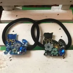 ハンドメイド⭐️ヘアゴム⭐️レジン⭐️ねこ⭐️2匹セット