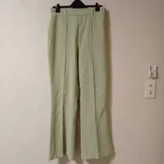 社交ダンスに薄いグリーン チェック柄 フレアパンツ