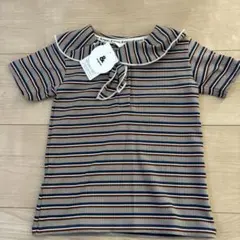 & mignon ストライプ襟付き半袖シャツ