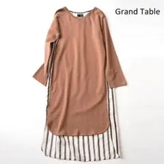 Grand Table ニット シャツコンビ Vネック ロングワンピース